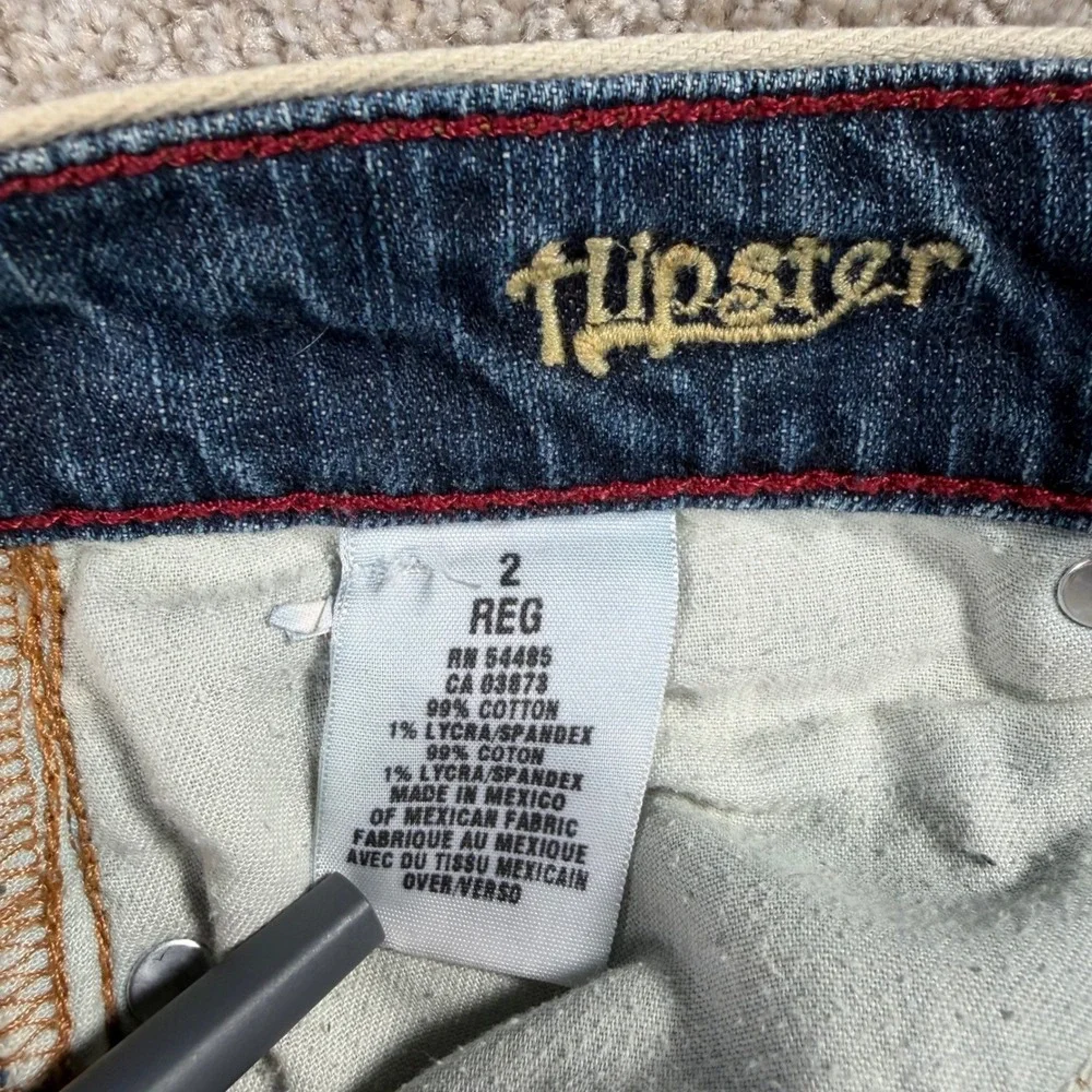 American Eagle Hipster Jeans Womens 2 Regular Blue Low Rise Bootcut Worn Hems - Picture 3 of 11